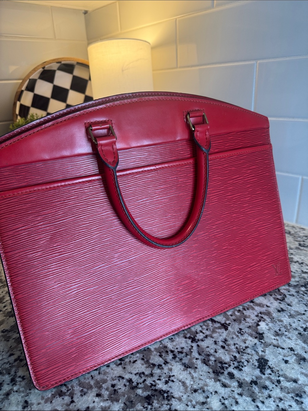 Louis Vuitton Red Textured Leather Pouch